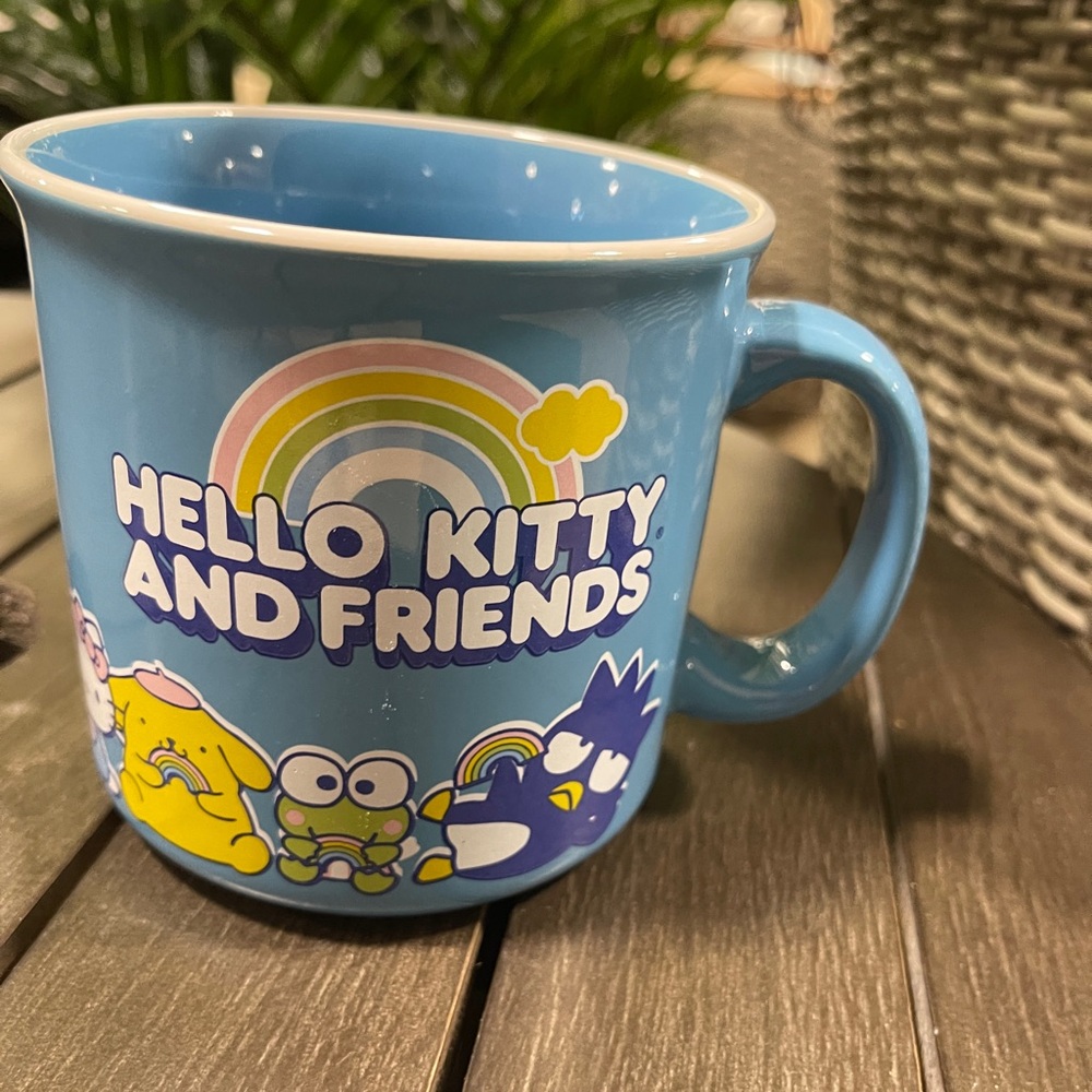 Sanrio Hello Kitty & Friends Melody, Chococat, Ceramic Blue Coffee Mug NWT